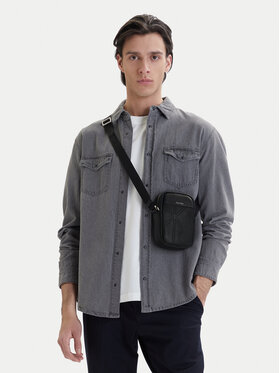 Calvin Klein Brašna Calvin Klein Emblem Aop Emboss Slim Reporter LV04D3371G Černá