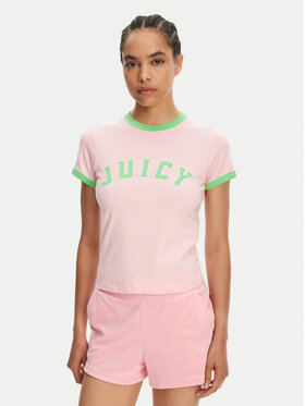 Juicy Couture Juicy Couture Футболка Collegiate Ringer JCWCT125320 Рожевий Slim Fit