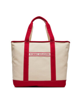 Tommy Hilfiger Kabelka Tommy Hilfiger Th Summer Canvas Tote AW0AW17421 Béžová