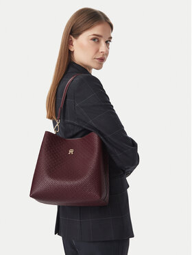Tommy Hilfiger Geantă Tommy Hilfiger Th Icon Shoulder Bag Mono AW0AW19000 Vișiniu