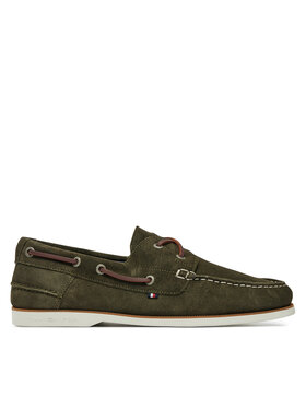 Tommy Hilfiger Īsi apavi Tommy Hilfiger Th Boat Shoe Core Suede FM0FM05387 Zaļš