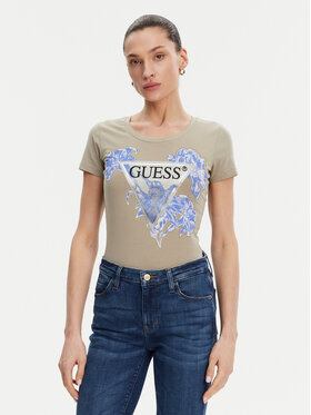 Guess Guess Marškinėliai W5GI08 J1314 Chaki Slim Fit