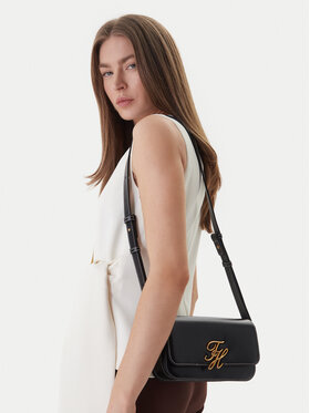 Tommy Hilfiger Ročna torba Tommy Hilfiger Th Script Flap Crossover AW0AW18399 Črna