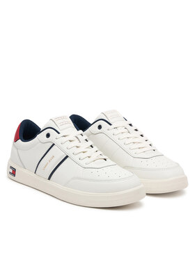 Tommy Jeans Sneakersy Tommy Jeans Lightweight Flag Leather Court EM0EM01758 Bílá