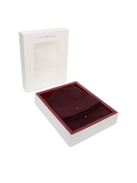 Tommy Hilfiger Zestaw szalik i czapka Tommy Hilfiger AW0AW19136 Bordowy