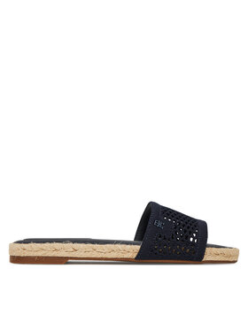 Tommy Hilfiger Pantoletten Tommy Hilfiger Knit Mesh Espadrille Flat Sandal FW0FW08744 Dunkelblau