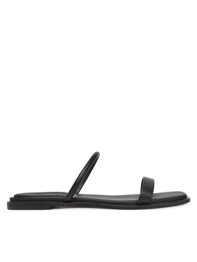 Calvin Klein Pantoletten Calvin Klein Flat Sandal Squared 2-Bar Lth HW0HW02532 Schwarz