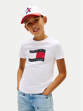Tommy Hilfiger Tommy Hilfiger Camiseta Wavy Flag KB0KB10275 Blanco Regular Fit