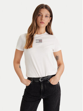 Tommy Jeans Tommy Jeans Camiseta Party Flag DW0DW21965 Écru Regular Fit