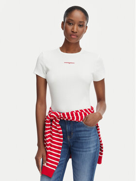 Tommy Jeans Tommy Jeans Camiseta Script Rib DW0DW22809 Crema Slim Fit