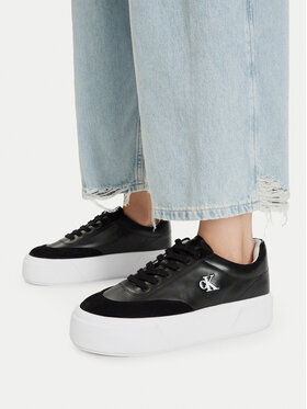 Calvin Klein Sneakersy Calvin Klein Flatform Lace Up Tcap Lth-Su HW0HW03438 Czarny