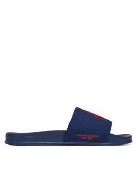 Tommy Hilfiger Pantoletten Tommy Hilfiger Logo Embroidery Canvas FM0FM05858 Dunkelblau