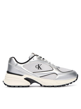 Calvin Klein Snīkeri Calvin Klein Hike Runner Laceup Mesh Mix Met YM0YM01402 Sudraba
