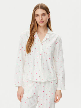 Hunkemöller Hunkemöller Сорочка-піжама Jacquard Hearts 301436 Білий Relaxed Fit