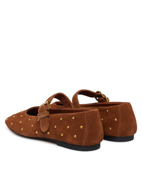 Tommy Hilfiger Baleriny Tommy Hilfiger Th Buckle Suede Stud Ballerina FW0FW09666 Brązowy