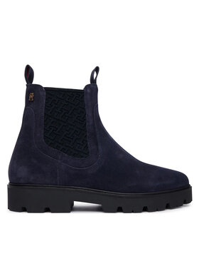 Tommy Hilfiger Ghete Jodhpur Tommy Hilfiger Th Monogram Suede Chelsea Boot FW0FW09563 Bleumarin