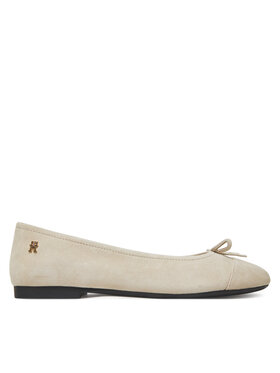 Tommy Hilfiger Balerīnas Tommy Hilfiger Toe Cap Suede Ballerina FW0FW08909 Bēšs