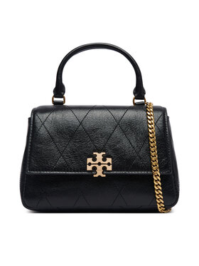 Tory Burch Дамска чанта Tory Burch Charlie Quilted Mini Top Handle Chain Wallet 186032 Черен