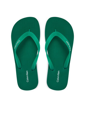 Calvin Klein Šlepetės per pirštą Calvin Klein Logo Strap HM0HM02105 Žalia