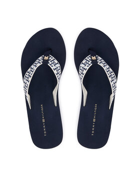 Tommy Hilfiger Zehentrenner Tommy Hilfiger Wedge Summer Sandal Mono FW0FW09698 Dunkelblau