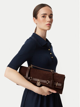 Tommy Hilfiger Torbica Tommy Hilfiger American Icon Clutch Suede AW0AW19515 Smeđa