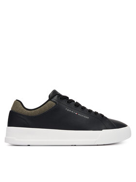 Tommy Hilfiger Sneakersy Tommy Hilfiger Th Court Core Lth Mix Collar FM0FM05970 Czarny