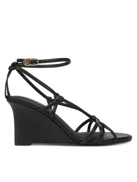 Tommy Hilfiger Sandály Tommy Hilfiger Leather Knots Wedge Sandal FW0FW08417 Černá