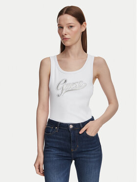 Guess Guess Top W6YP30 K4380 Blanco Slim Fit