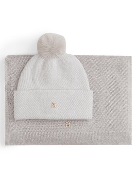 Tommy Hilfiger Set čiapka a šál Tommy Hilfiger Pom Pom AW0AW17995 Béžová