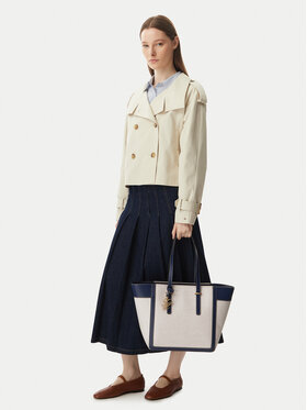 Tommy Hilfiger Handtasche Tommy Hilfiger Th Script Tote Canvas AW0AW18829 Creme