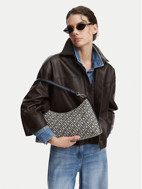 Tommy Hilfiger Handtasche Tommy Hilfiger Th Icon Shoulder Bag Jacquard AW0AW18907 Dunkelblau