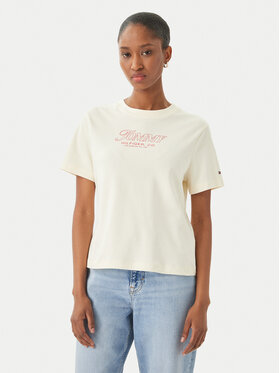 Tommy Hilfiger Tommy Hilfiger Camiseta Logo Interlock WW0WW48707 Beige claro Regular Fit