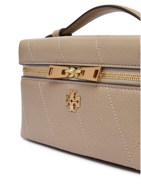 Tory Burch Дамска чанта Tory Burch Charlie Quilted East-West Vanity Case 186036 Бежов