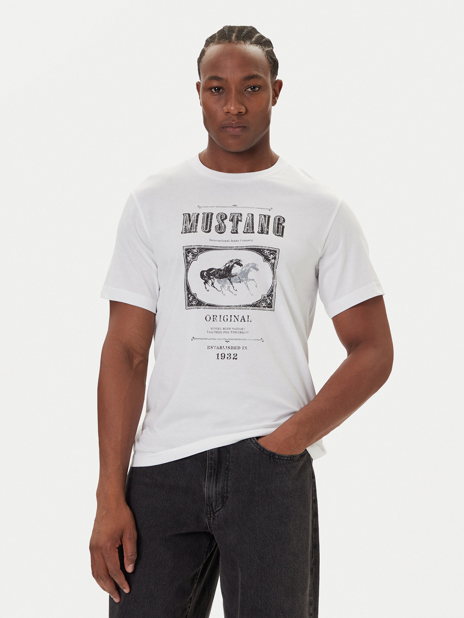 Mustang Camiseta Akron 1016864 Blanco Relaxed Fit