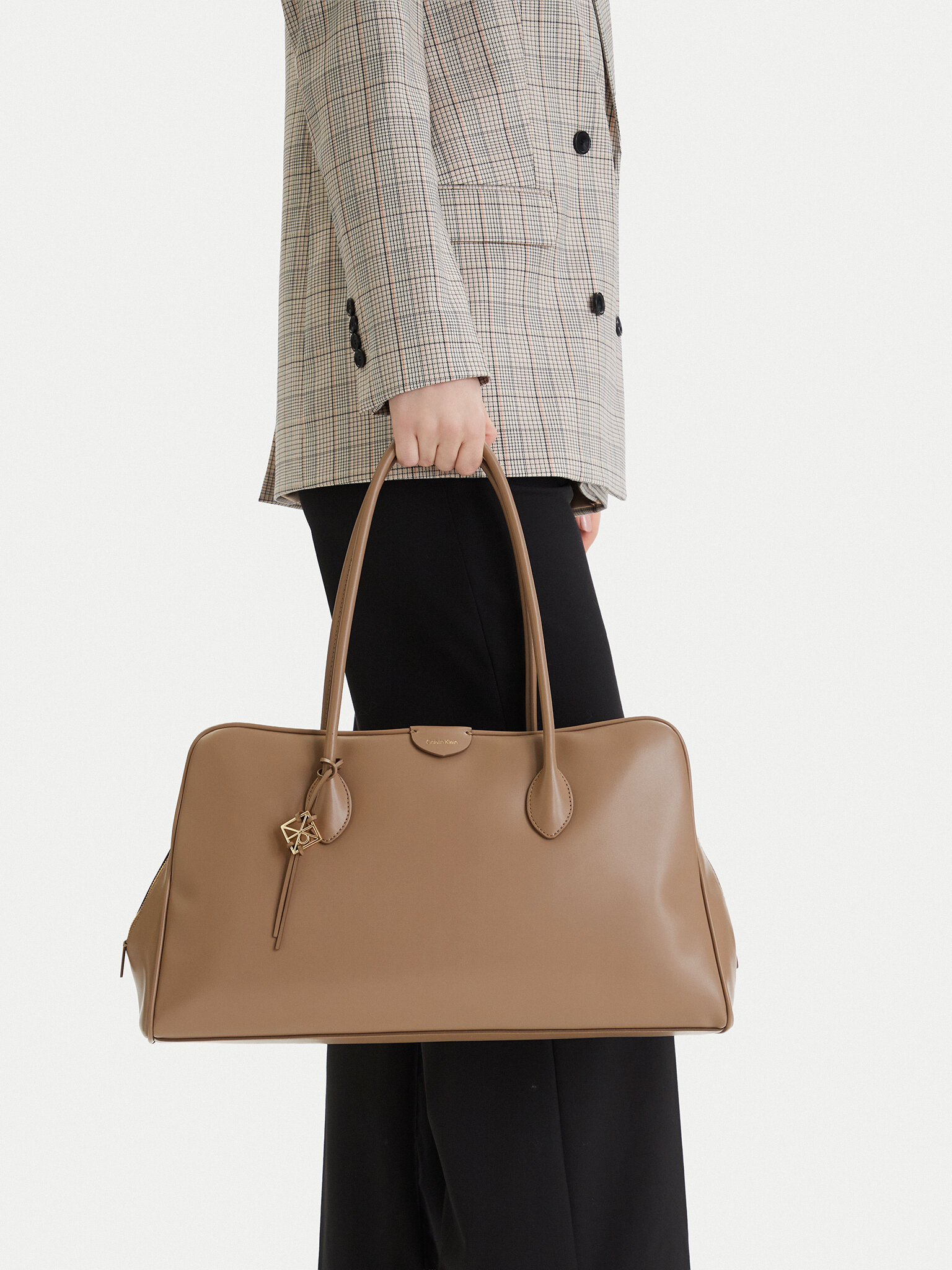 Damska Torebka Calvin Klein, Beżowy Emblem Trio Large Work Bag LV04F3368G