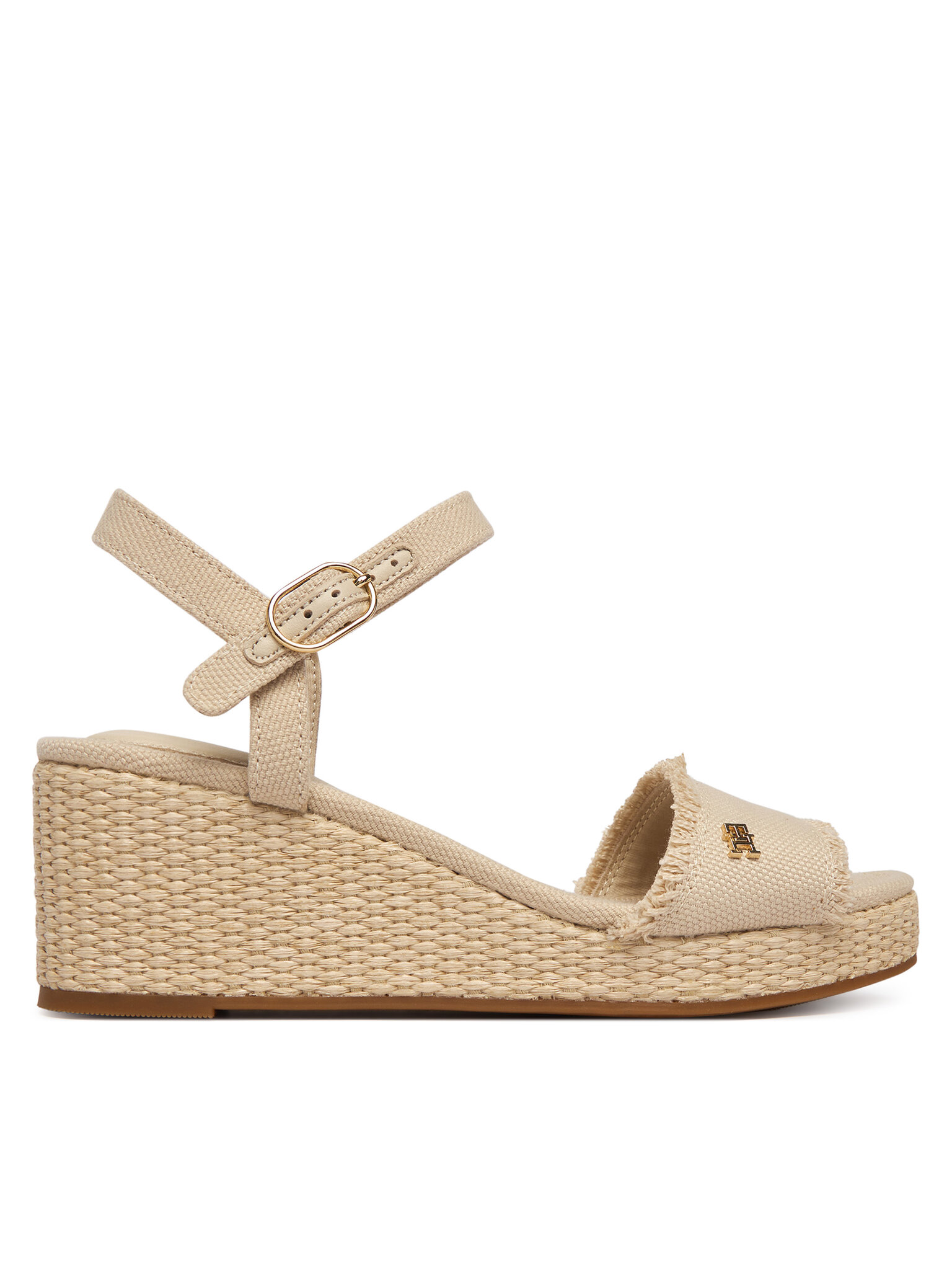 Tommy Hilfiger Dámské Sandály, Velikost: 41, Barva: Béžová, Mid Woven Wedge Espad Fringe FW0FW09470