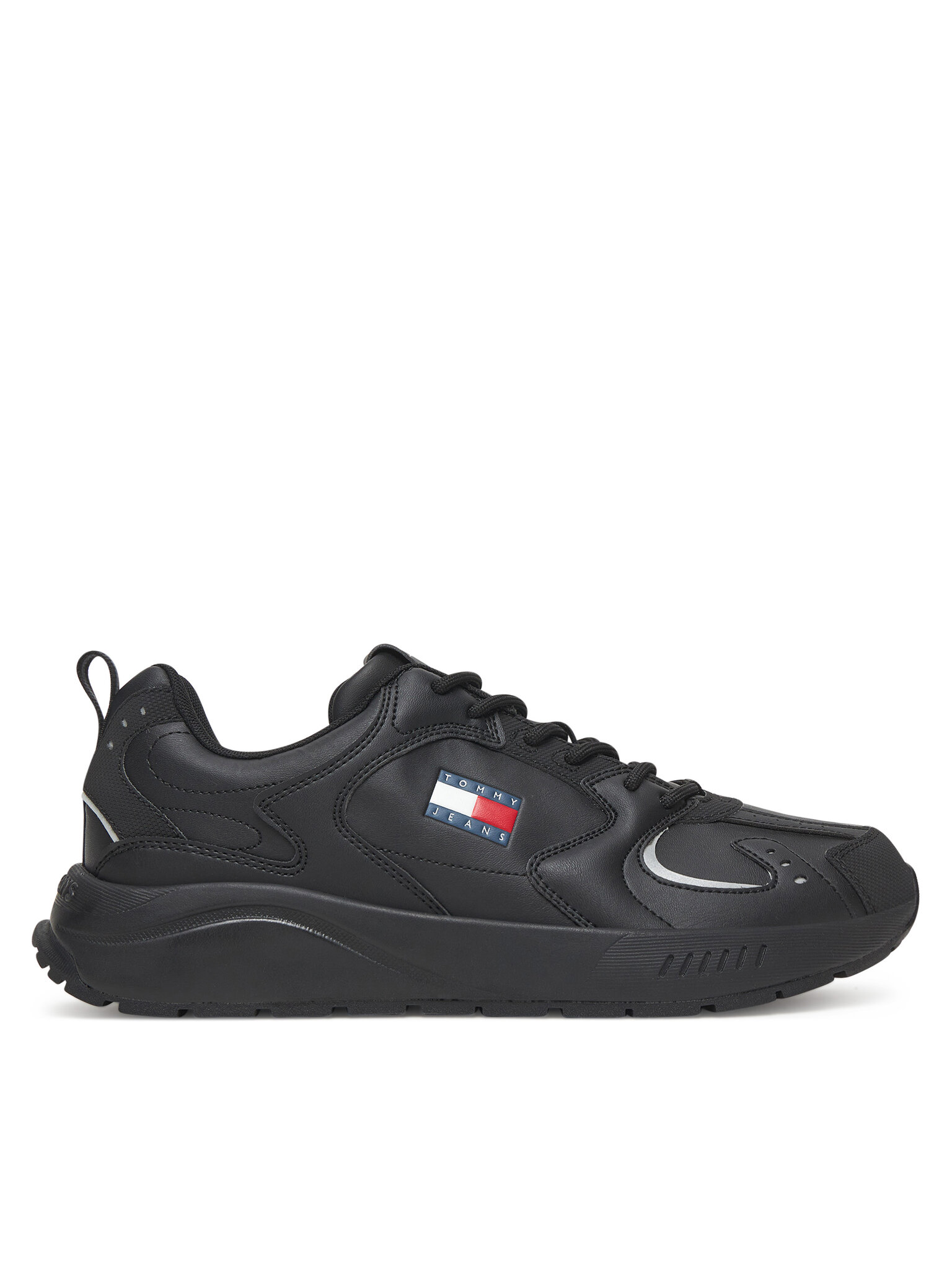 Tommy Jeans Pánské Sneakersy, Velikost: 40, Barva: Černá, Tjm Runner Leather EM0EM01621