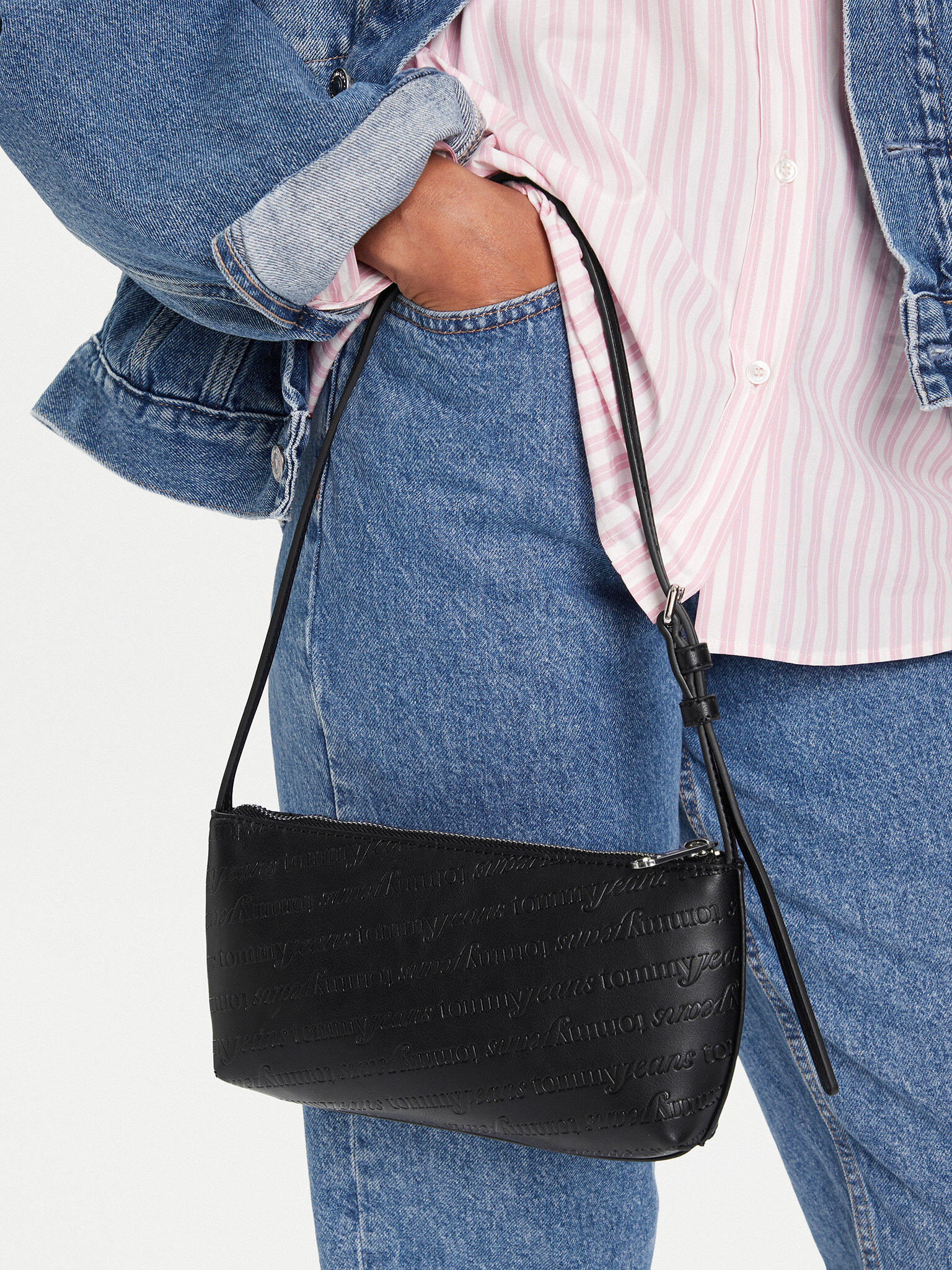 Damska Torebka Tommy Jeans, Czarny Tjw Must Aop Shoulder Bag AW0AW17867